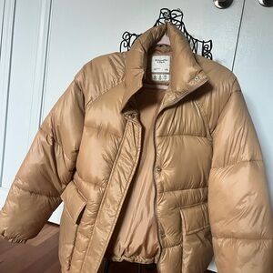 Abercrombie & Fitch Women's Camel Puffer Jacket